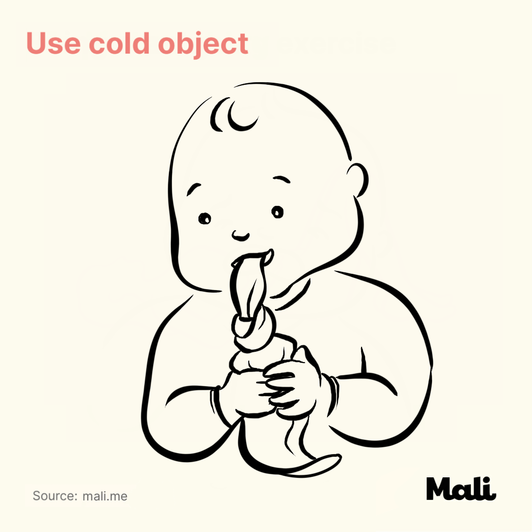 Use cold object_5 ways to relieve teething-related pains by Mali