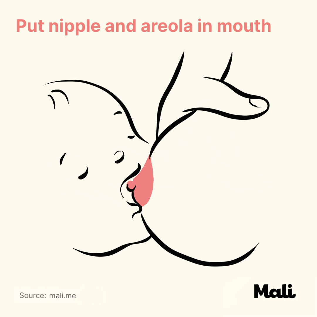 Put nipple and areola in mouth_15 problems with breastfeeding by Mali