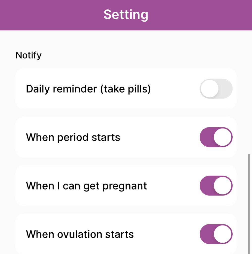 Mali Fertility & Ovulation - Reminder